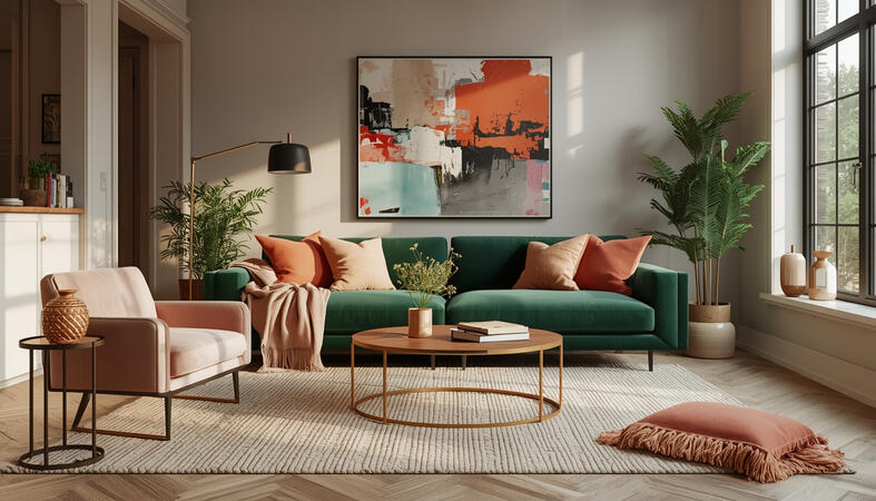2. Emerald & Blush Living Room 2. Emerald & Blush Living Room